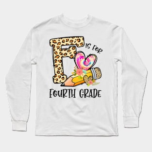 K Is For Fourth Grade Teacher Leopard First Day Of School Long Sleeve T-Shirt